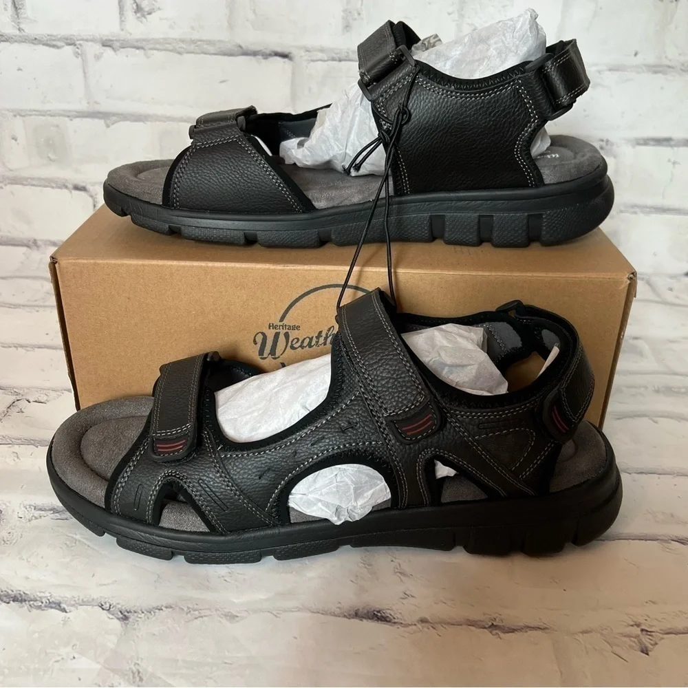 NWT Weatherproof Cameron adjustable black walking sport sandals size 13